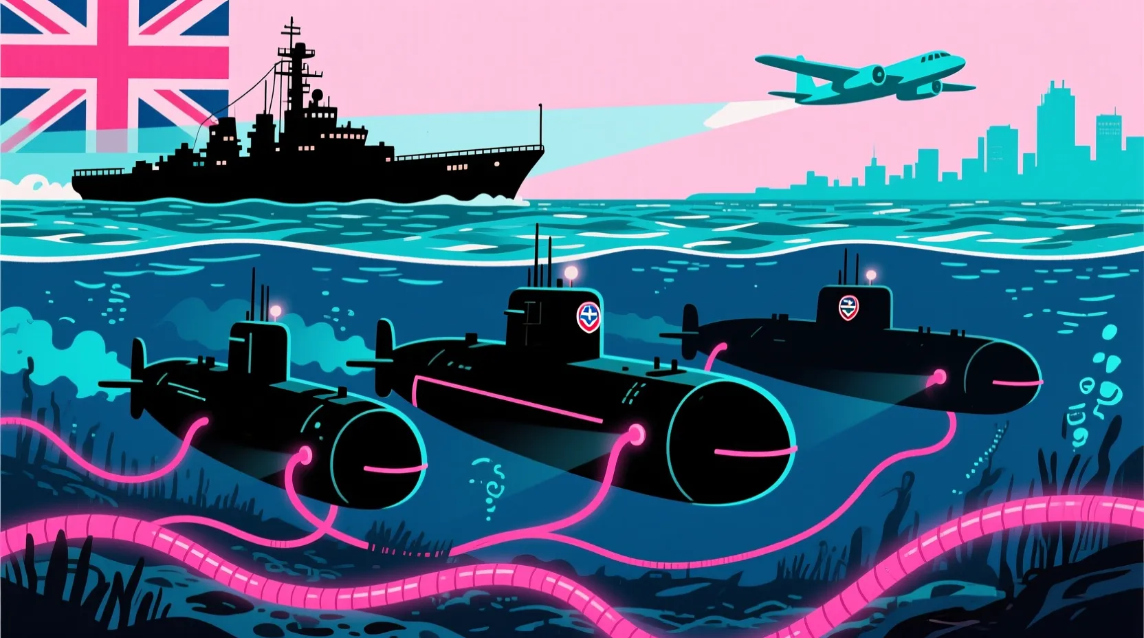 Three Russian submarines were caught near UK internet cables, defence secretary says