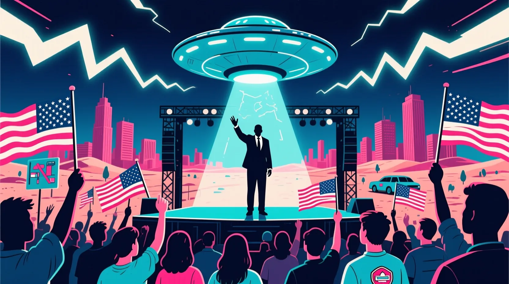 Trump leans into UFOs and Iran at Turning Point rally while courting young conservatives