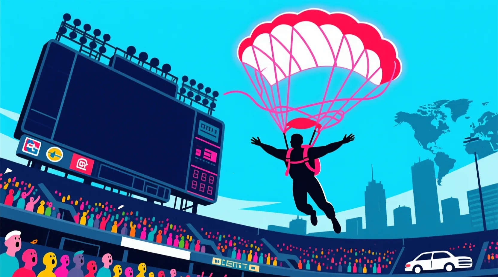 Skydiver left dangling after crashing into scoreboard at Virginia Tech spring game