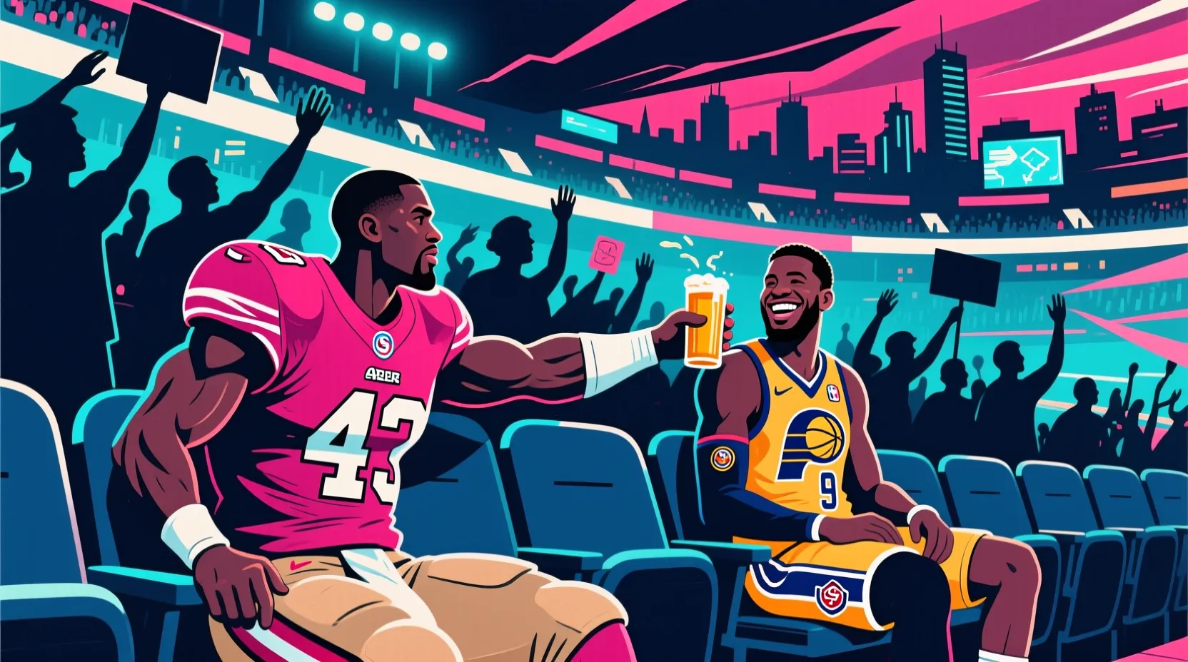 George Kittle grabs Tyrese Haliburton's beer at WrestleMania 42