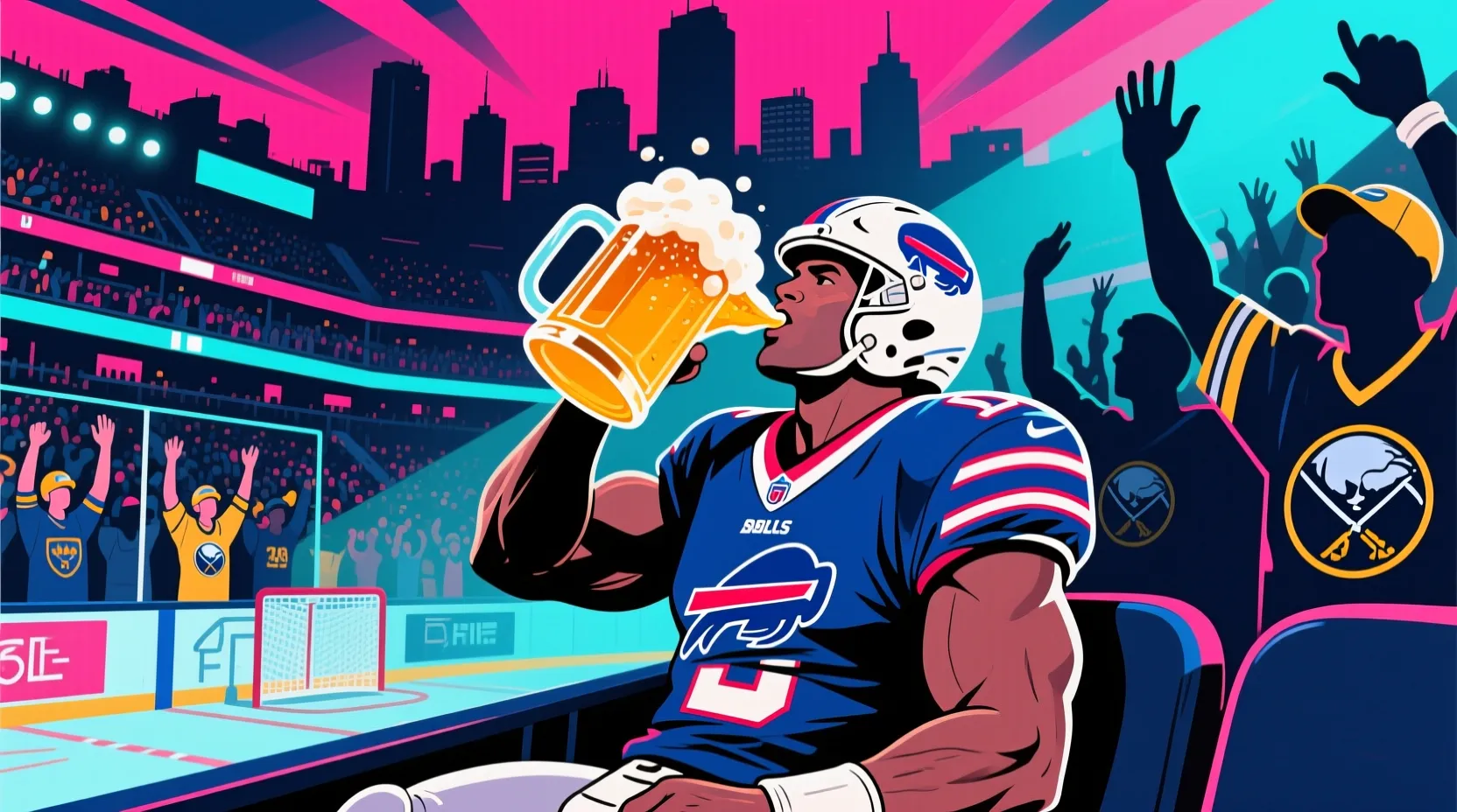Josh Allen chugs a beer to fire up Sabres fans before playoff game