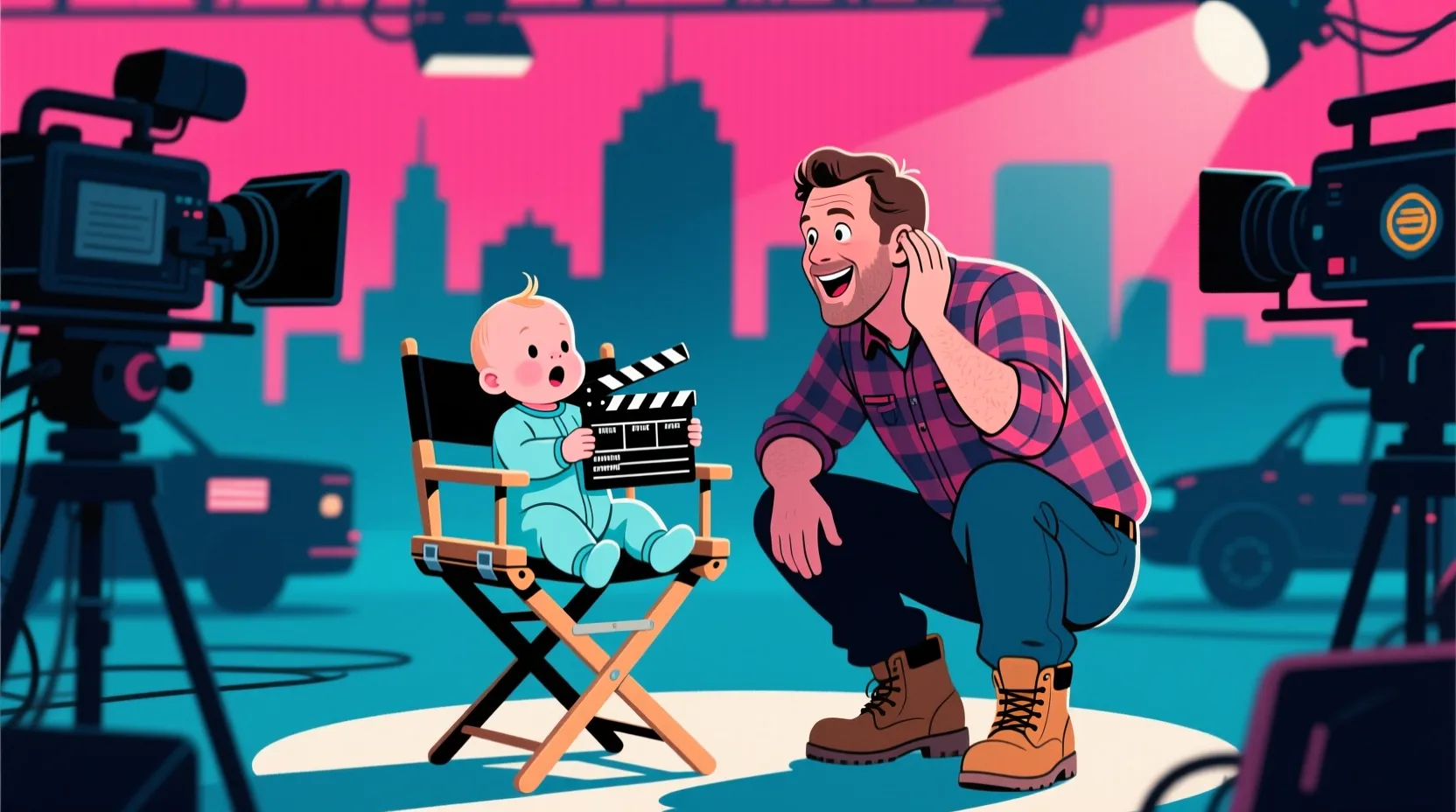 Nick Offerman's baby steals the show with first words on 'Margo's Got Money Troubles' set