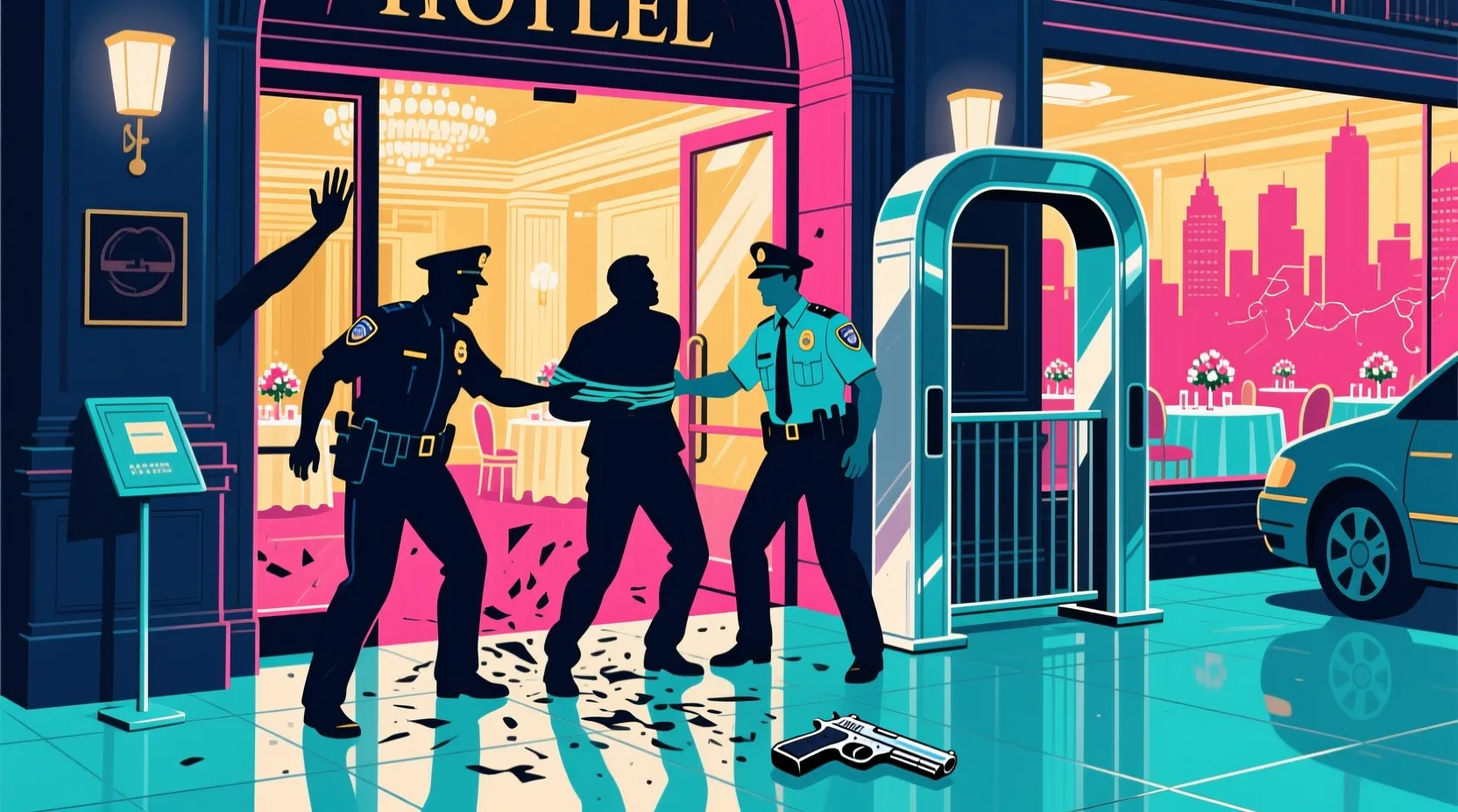 A gunman was tackled just outside the dinner where Trump and reporters were gathered